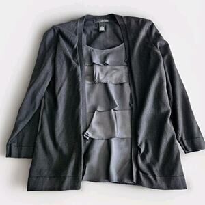 Willi Smith Womens Blouse Black Size Small Cotton Blend Pullover Long Sleeve